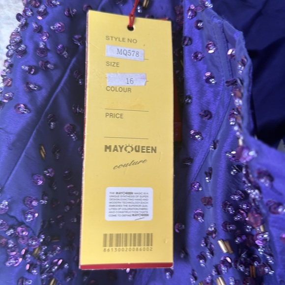 Purple Beaded Strapless Dress purple May Queen Couture dress nwt size 16 A338 - Picture 5 of 5